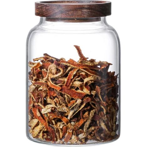 Bocal En Verre - Couvercle En Bois - Hermetique - Ouverture Large - 1300 Ml - Pour Farine Sucre Pates Noix Bonbons - Lot De 1 (1/5)