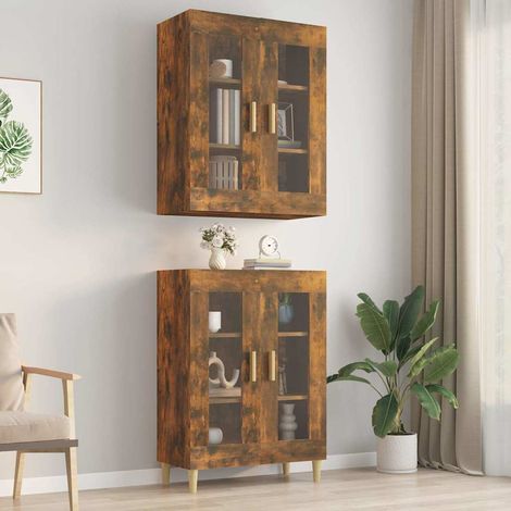 vidaXL Hanging Wall Cabinet Smoked Oak 69,5x34x90 cm (1/5)