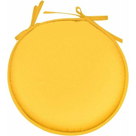Cojín redondo amarillo de poliéster para silla