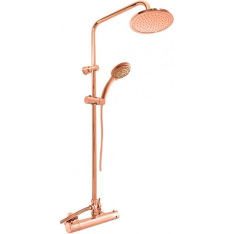 Colonne de douche murale thermostatique en laiton rose gold brossé H. 109 cm (1/5)