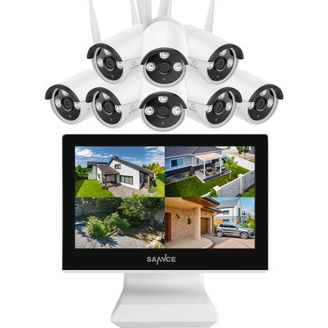 SANNCE 10CH 2K Super HD NVR con sistema di telecamere wireless da 3 MP, monitor LCD da 10,1'', 8 telecamere, accesso remoto (1/5)