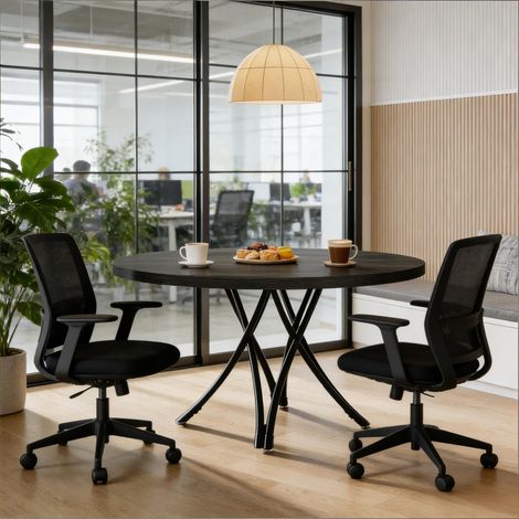 Table de réunion ronde, table à manger classique en bois, petite table de cuisine, table basse de conférence pour bureau (1/5)