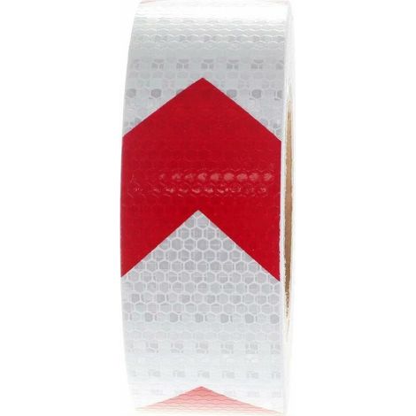 Bande d'avertissement réfléchissante, bande de sécurité réfléchissante 25Mx5cm pour panneau d'avertissement d'orientation de flèche flèche rouge et blanche haute visibilité haute intensité (1/4)