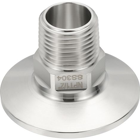 Adaptateur Tri Clamps 1,5 pouces TC, 1 pièce Adaptateur Tri Clamps vers filetage mâle NPT 1/2 Hexagonal en acier inoxydable 304 Ferrule de 50,5 mm (1/5)