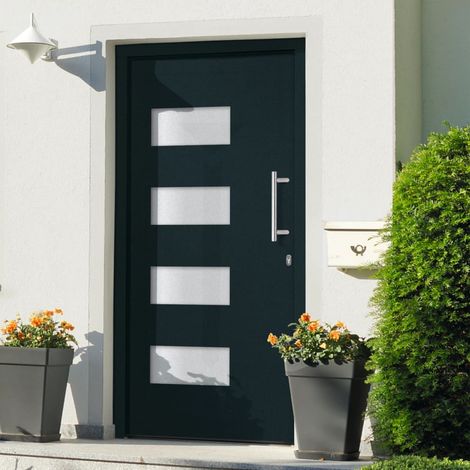 Porte d'entrée Aluminium et PVC Anthracite 100x200 cm