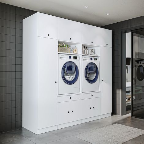 Roomart S1 Waschmaschinen-Umbauschrank 224 cm, Weiß