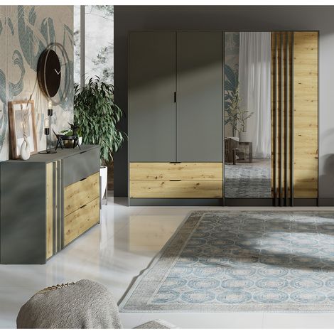 Schlafzimmer Set 2-teilig modern in grau mit Eiche RAGUSA-166 (1/5)