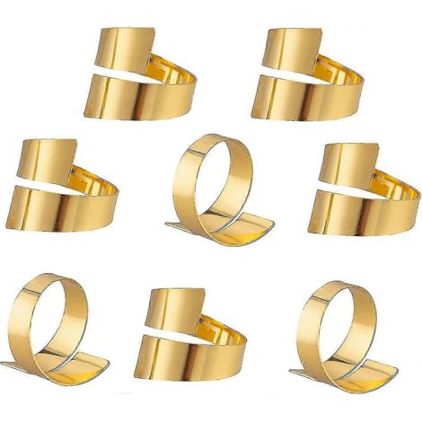 Lot de 8 ronds de serviette en métal doré pour décoration de table (or) - Idéal pour Noël, mariages, banquets et dîners. (P20211224510) (1/5)