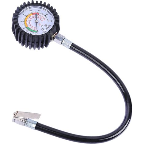 Manomètre Pression Pneus 220 PSI Mini avec Tuyau Flexible Testeur de Compteur de Jauge de Pression, Compatible Vélo, Compatible Moto, Compatible Camion, Compatible Voiture (1/5)