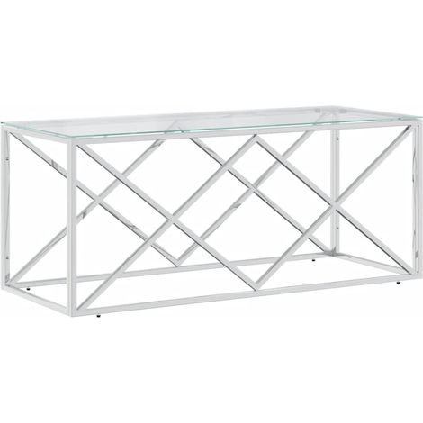 Couchtisch 110x45x45 cm aus Edelstahl und Glas