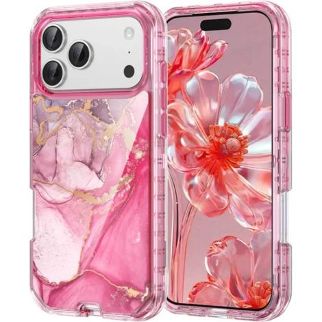 (Modèle H, iPhone 15 Pro Max) Étui de téléphone élégant à motif marbre, coque de protection antichoc de qualité militaire (1/5)