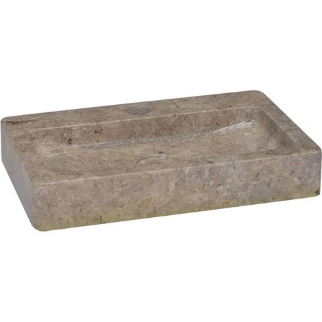 Lavabo à poser de luxe Vasque Lave-Mains Évier durable Gris 38x24x6,5 cm Marbre (1/5)