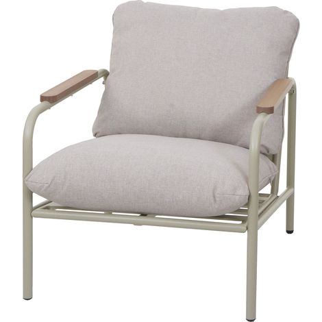 [NEUWERTIG] Aluminium-Gartensessel HHG-591, Outdoor Stuhl Gartenstuhl, Olefin Stoff/Textil (205 g/m²) hellgrün Polster beige