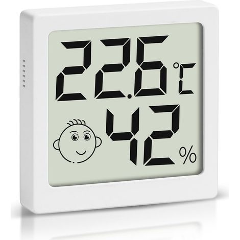 Mini Thermomètre Hygromètre Numérique Intérieur, Thermo-Hygromètre de Précision, Moniteur de Température et Humidité pour Maison, Bureau, Voiture (Blanc, 1 Pièce)