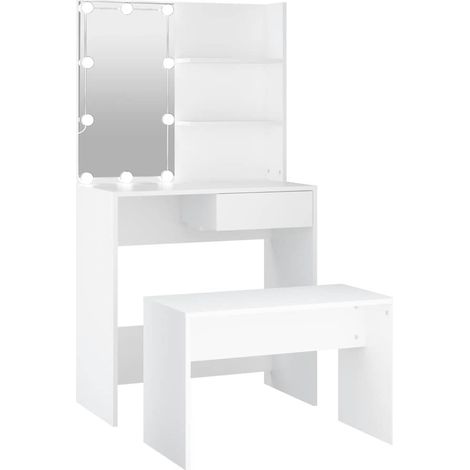 Ensemble de coiffeuse avec LED Blanc Bois d'ingénierie