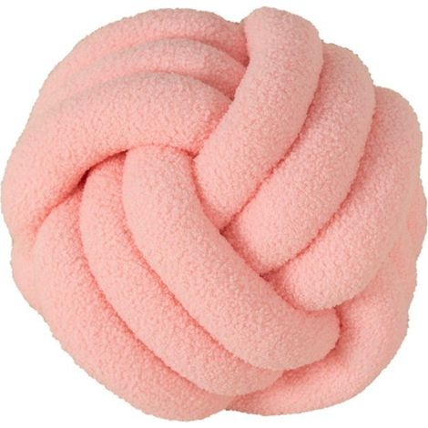 Coussin Boule Rose Clair 28 cm de Diamètre, Coussin Décoratif au Design Nœud Doux, Déco Moderne et Élégante pour Canapé et Chambre (1/5)