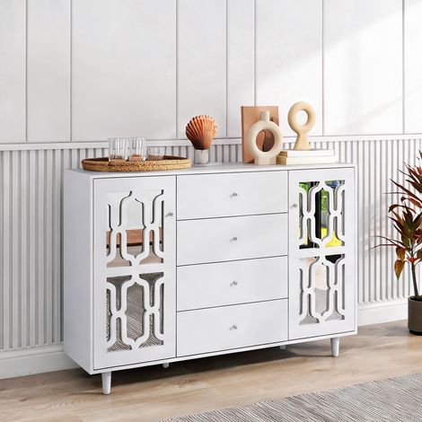 Buffet coloris blanc en MDF 147,5 x 40 x 102 cm (1/5)