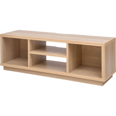 Iris Ohyama, Meuble TV, Meuble tele, Banc TV, Support télévision pour ecran jusqu'à 55 pouces, 4 Etagères, Sortie-câbles, Pieds ajustables, Chambre, Salon - TV Cabinet Standard OTS-125S - Marron clair