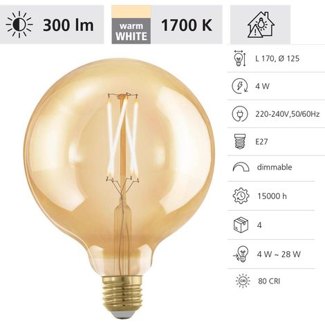 Eglo LED Globe G95 E27 4W amber Leuchtmittel (1/3)