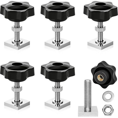 Lot de 6 vis à rainure en T M8 en acier inoxydable de fixation pour coffre de toit Compatible avec barres de toit, barres de toit, porte-vélos et rails (1/5)