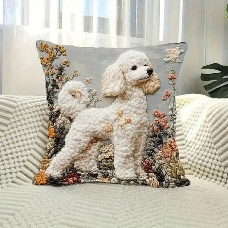 Fundas de almohada navideñas bordadas con motivos de enanos, muñecos de nieve y renos, ideales para sofás, camas y coches.