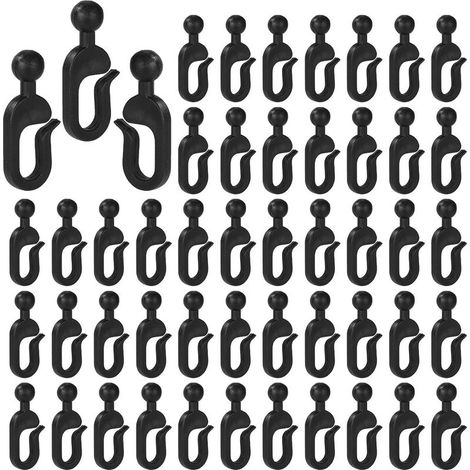 (Noir) 50pcs Crochets en Plastique pour Rideaux de Tonnelle, Crochets Invisibles Rideaux pour Moustiquaire Auvent Fournitures pour Maison et Hôtel (1/5)