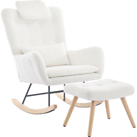 Design moderne: fauteuil à bascule, fauteuil à bascule avec repose-pieds, fauteuil de loisirs, fauteuil relax, chaise longue avec accoudoirs, tissu velours Teddy, supporte jusqu'à 100 kg. Convient pou (1/5)