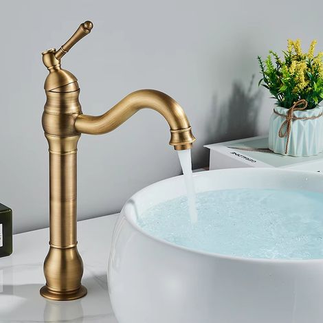 Mitigeur lavabo luxe – Laiton antique – Pièce unique – Finition artistique – Collection