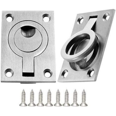 Pack Poignée de Trappe Caché Poignées Bateau en Acier Inoxydable Anneau de Levage Meubles avec Vis,DEBUNS (1/5)
