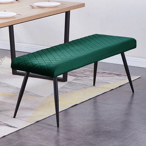 AINPECCA Soft Velvet Long Seat Bench Green Dining Chairs Padded Metal Legs Lounge Stool Bed End (1/4)