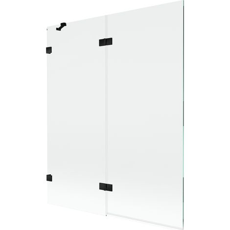 Paravent de baignoire Mexen Lunar à 2 volets, gauche, 140 x 150 cm, transparent, noir - 897-140-100-70-00-L (1/5)