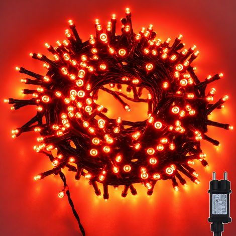 Catena Luminosa 500 LED Rosso Fuoco 25 Metri Luci di Natale Cavo Verde 8 Giochi di Luce per Albero Balcone Giardino Interno Esterno 31V (1/5)
