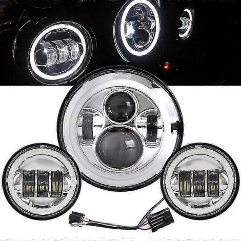 Compatible avec les motos Electra Glide Softail Fat Boy Touring, dotées de phares à DEL de 7 pouces et de feux antibrouillard de 4,5 pouces. (1/5)