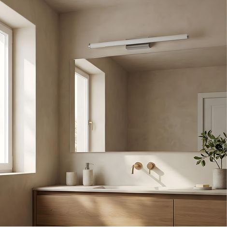 LedsC4 Toilet Slim - Lampada da Bagno LED 25W e 1777lm con Bianco Caldo 3000K. Diametro 7.8cm. Struttura in Alluminio. Uso Interno IP44. Colore Cromo