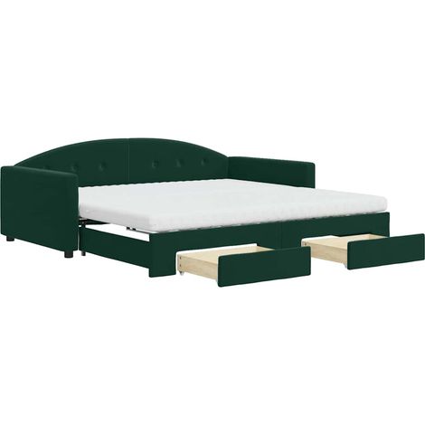 Maison Exclusive - Divano Letto Estraibile Cassetti Verde Scuro 100x200cm Velluto