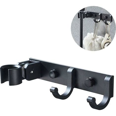Support Mural Pour Douche - Aluminium Antirouille - Réglable en Hauteur et Angle Jusqu'à 90° - Fixation Collée ou Visée - Compatible Tous Embouts G1/2 - 1 Pièce (1/5)