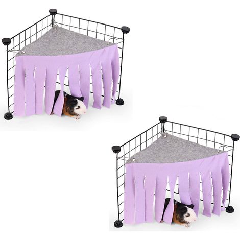 Cachette Coin Pour Petit Animal - Tente Cache En Polar Doux Et Tissu Non Tissé - Pour Cochon D Inde Hamster Chinchilla Lapin Souris - 2 Pièces (1/5)