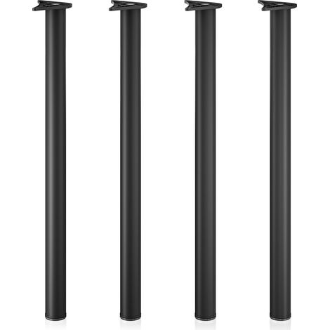 Lot de 4X Pied de Table V1-60 x 60 x 870 mm/Ø 60 mm - en Acier Inoxydable - Couleur Noire - Piètement Support de Bureau Réglable pour Plan de Travail Salle à Manger