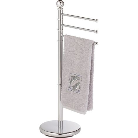 Portasciugamani a Piantana Cromato con 3 Barre Orientabili 94 cm (1/2)