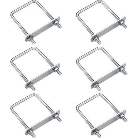 BRAVIX 6 Pièces Boulons en U, M6 U-Bolts, Boulons de U en Acier Inoxydable avec Écrou Plaques Rondelle, Boulons de Serrage Fixation pour Fixation Tuyaus (Angle droit 80x50mm) (1/5)