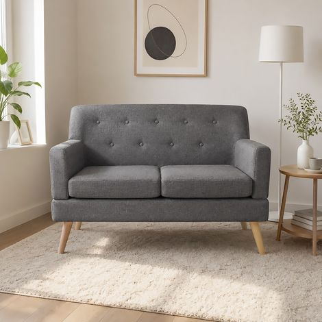 DIVANO 2 POSTI MOD. RAMONA IN TESSUTO GRIGIO (1/5)