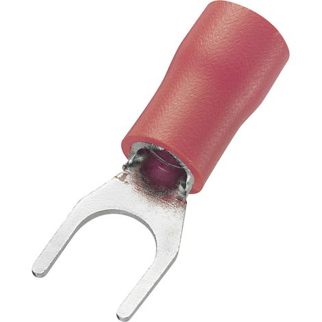 TRU COMPONENTS 745254 Gabelkabelschuh 0.50 mm² 1.50 mm² Loch-Ø=4.3 mm Teilisoliert Rot 100 St.