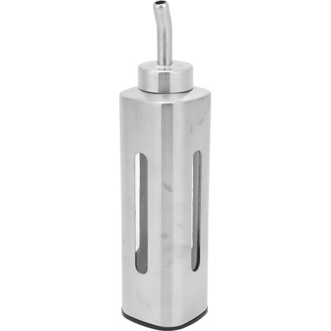 Bouteille distributrice d'huile d'olive, burette à vinaigre en acier inoxydable 304 avec bec verseur et fenêtre transparente, type 2, pour la cuisine domestique et les restaurants. (1/5)