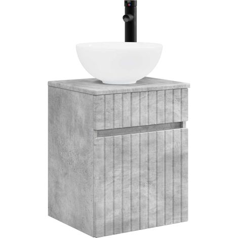 Vanidad de lavabo montada en la pared Gris Hormigón vidaXL