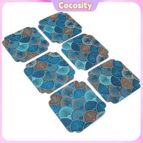 Cocosity Dessous de verre brodé Lot De 6 Sous-verres Brodés De Style Japonais Isolants Thermiques Pour musique pour Ginkgo Bleu 6 (1/5)