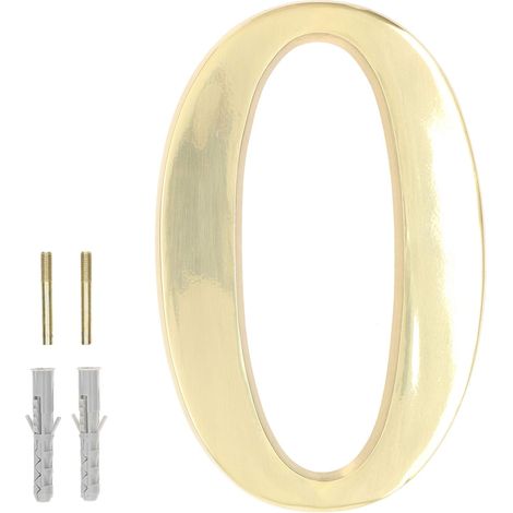 Numéro de maison 3D Chiffre "0" en laiton 20 cm Numéro de porte pour maisons, colonies, hôtels appartements 100 % laiton (1/5)
