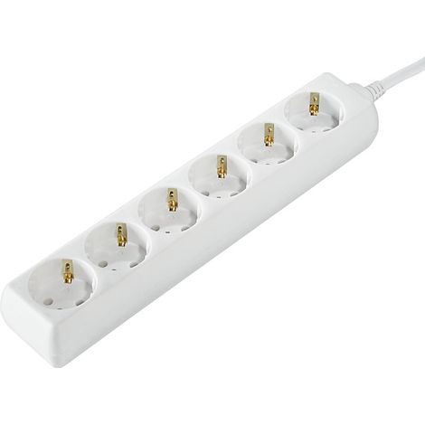 Multiprise 6 Prises 16A Rallonge multiprises 1.4m Bloc 6 Prises Type F Schuko 3500W Max Idéal Bureau PC luminaires Atelier Meuble TV Garage Blanc (1/5)