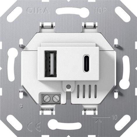 Gira USB-Spannungsvers. 2f Typ A/C Einsatz Weiß [234900], 2349 00