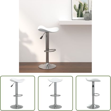 The Living Store Tabouret de bar Blanc Acier chromé et cuir artificiel - Tabouret De Bar - Tabouret De Comptoir - Chaise De Bar - Chaise De Comptoir - Mobilier De Cuisine (1/5)