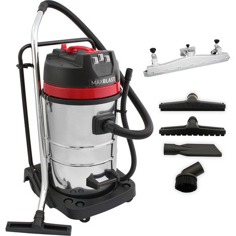 MAXBLAST - Aspirapolvere Industriale Professionale 80 Litri con Ugello di Aspirazione per Pulizia su Secco e Liquido con 4 Ruote (1/5)